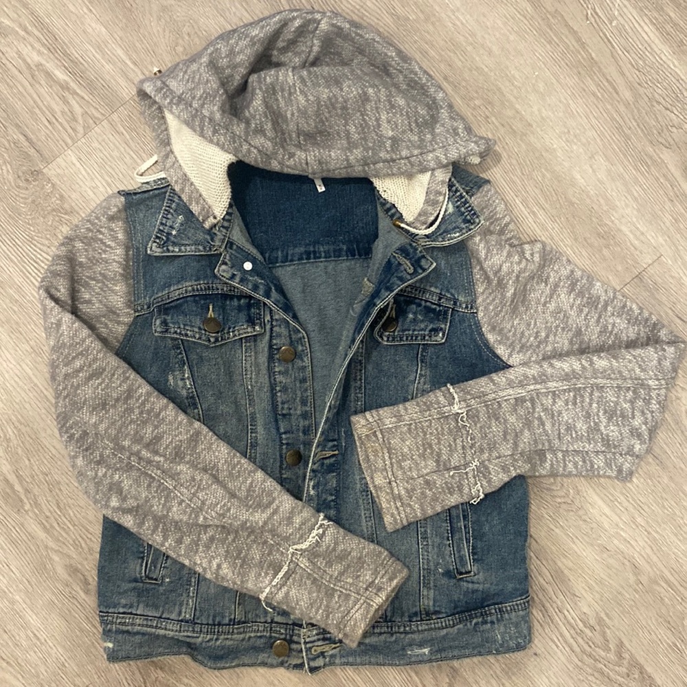 Free People Sweatshirt Jean Jacket